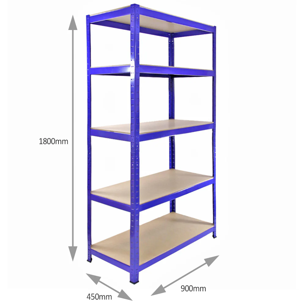 Monster Racking T-Rax Metal Storage Shelves, Blue, 90cm W, 45cm D, Set of 5 - Image 7